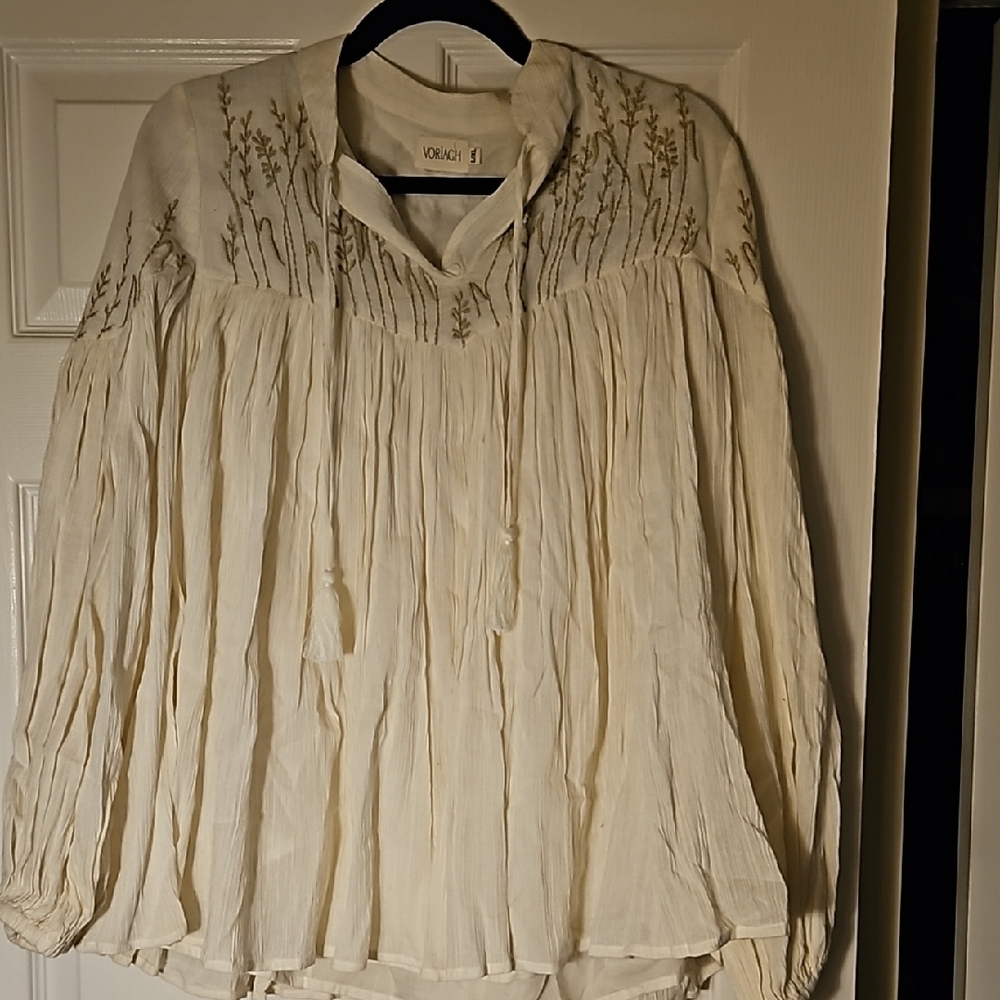 Vince Cream Embroidered Blouse